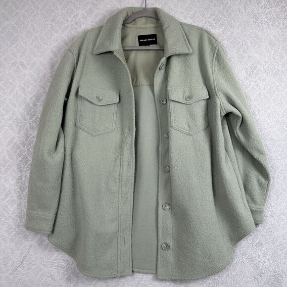 Hilary Radley Shacket Women Large Green Thick Shirt Jacket Preppy Casual Minimal - Picture 2 of 16